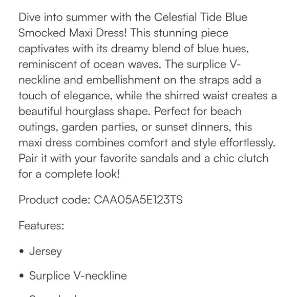 Celestial Tide Blue Smocked Maxi Dress - Picture 5 of 5
